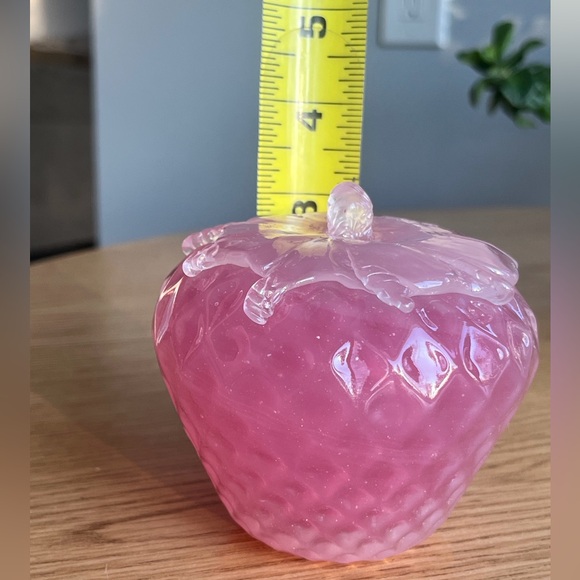 Pink Glass Strawberry Paperweight Home Decor - Picture 5 of 6